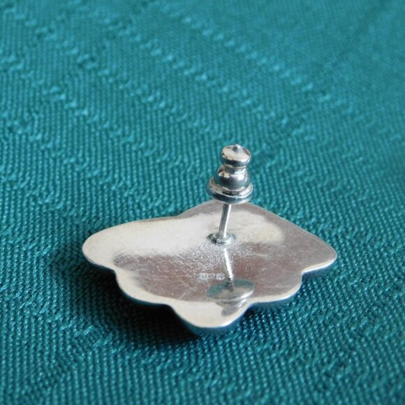 Pair of square sterling silver Art Deco style post earrings VGU - Picture 3 of 4